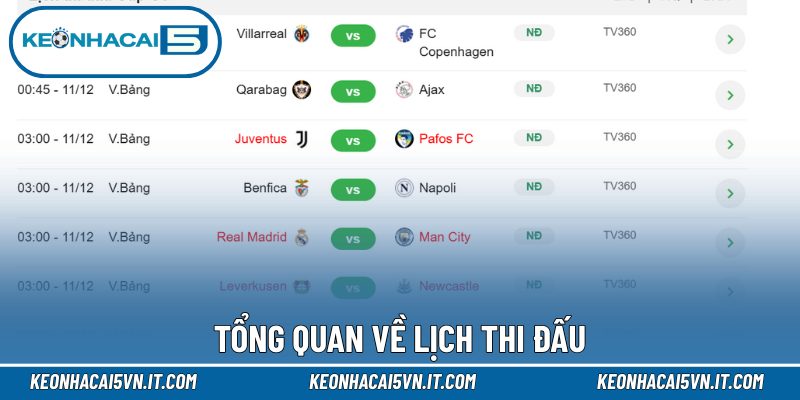 Lịch thi đấu 1 Tổng quan về lịch thi đấu